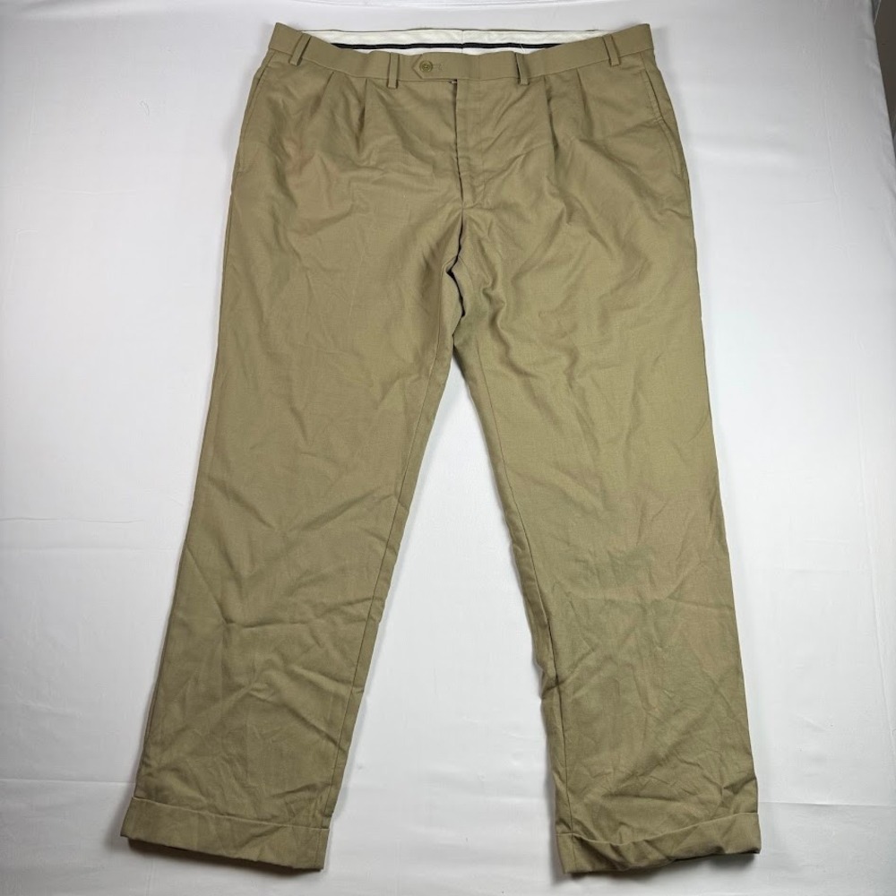 Lauren Ralph Lauren Total Comfort Mens 40x30 Khaki Tan 100% Wool Pleated Pants